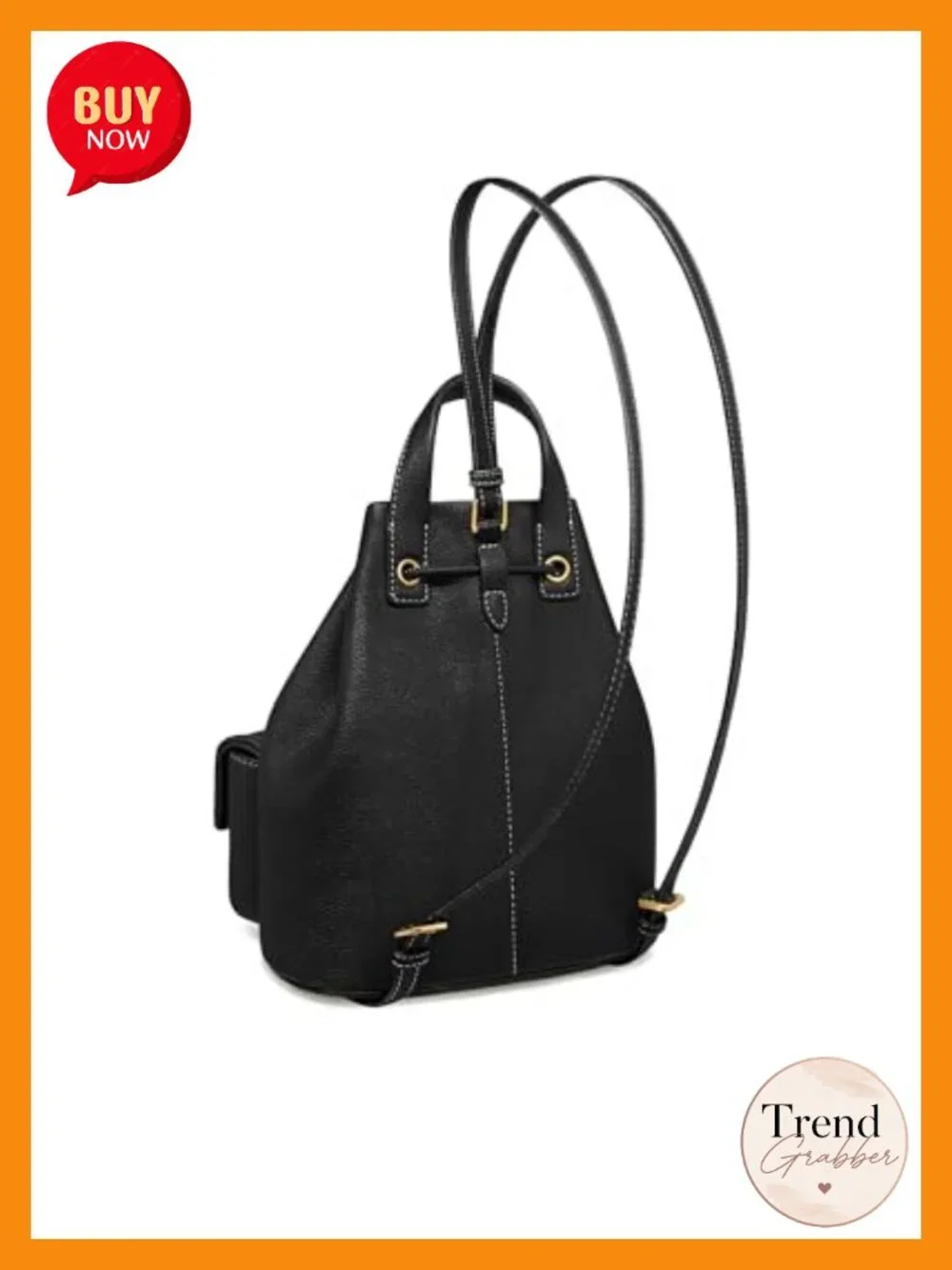 Vegan Leather Drawstring Utility Backpack Fits Phone